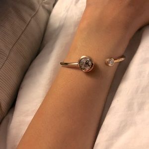 Michael Kors Fit Crystal Logo Open Cuff Bracelet